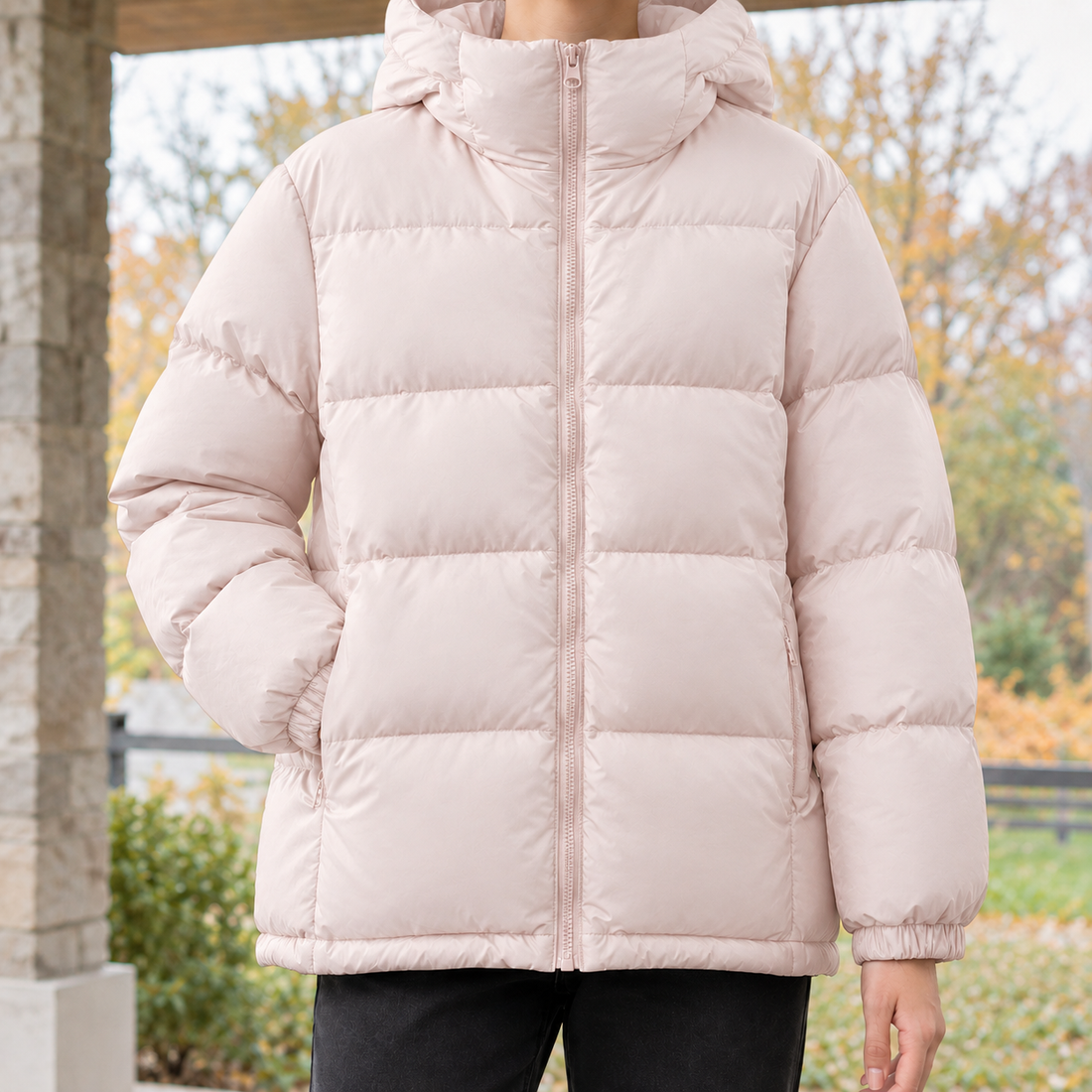 Tabitha-June Hooded Puffer Jacket - Light Pink