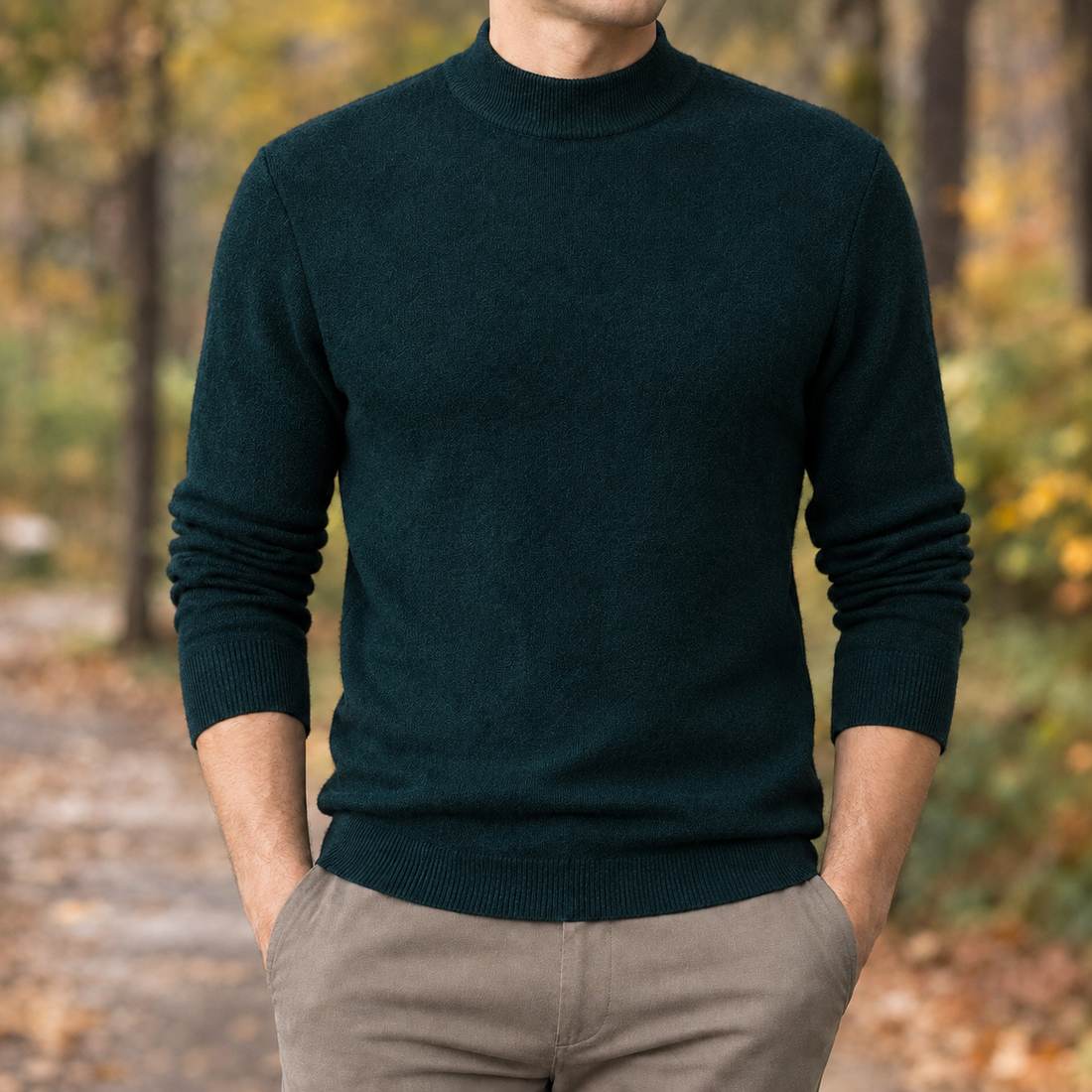 Lennox-Jude Mock Neck Sweater - Green
