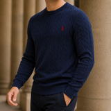 Stefan-Lane Cable Knit Sweater - Navy Blue