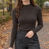 Ramona-Rose Mock Neck Top - Dark Brown