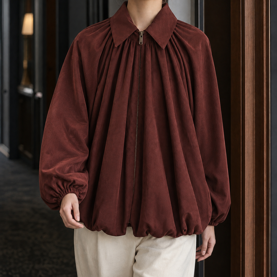Faith-Jane Batwing Jacket - Wine Red