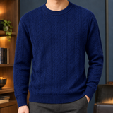 Warrick-Scott Cable Knit Sweater - Navy Blue