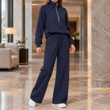 Sibylla Wide Leg Set - Navy Blue