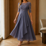 Edith-Kate Lace Bodice Dress - Purple