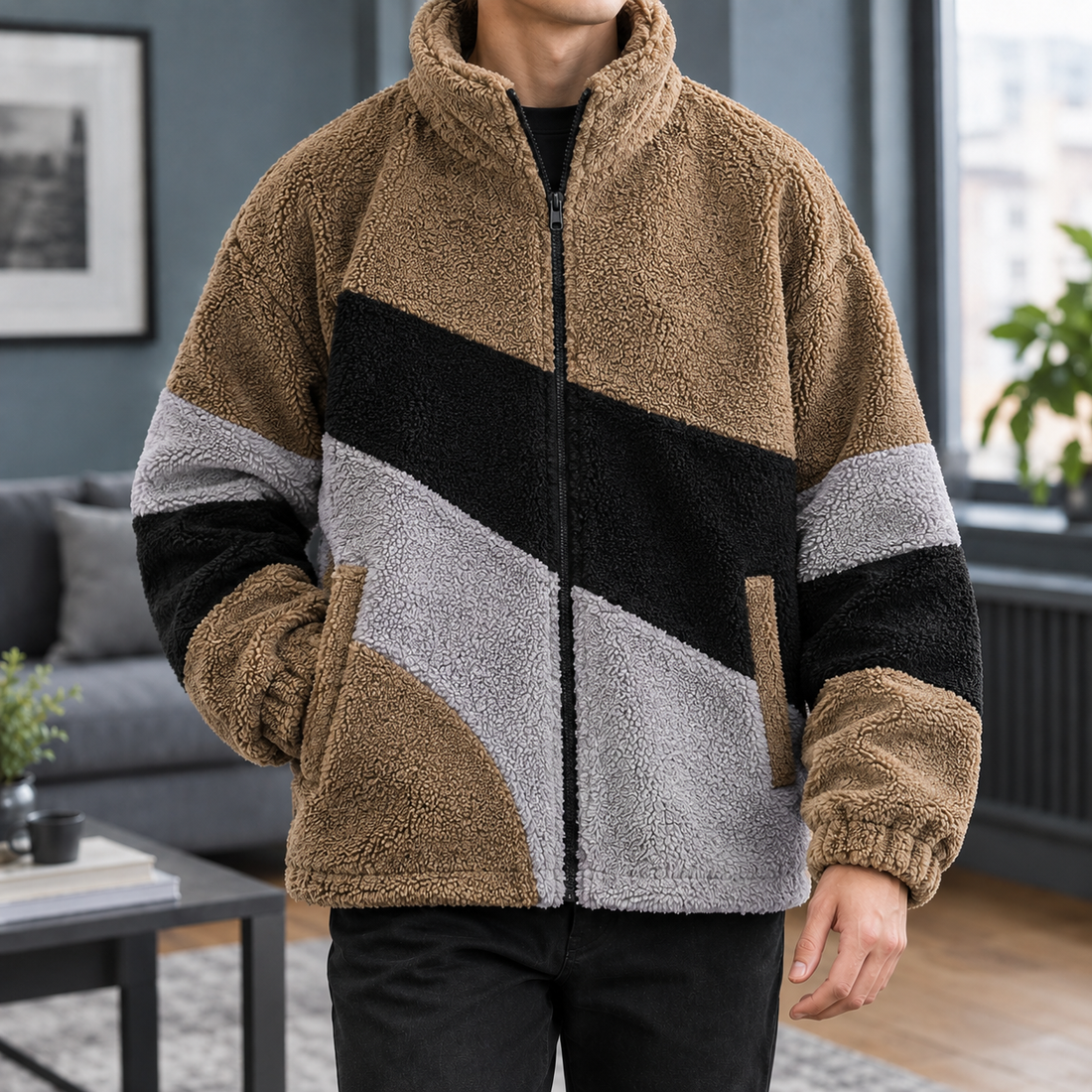 Elliot Textured Jacket - Coffee Color