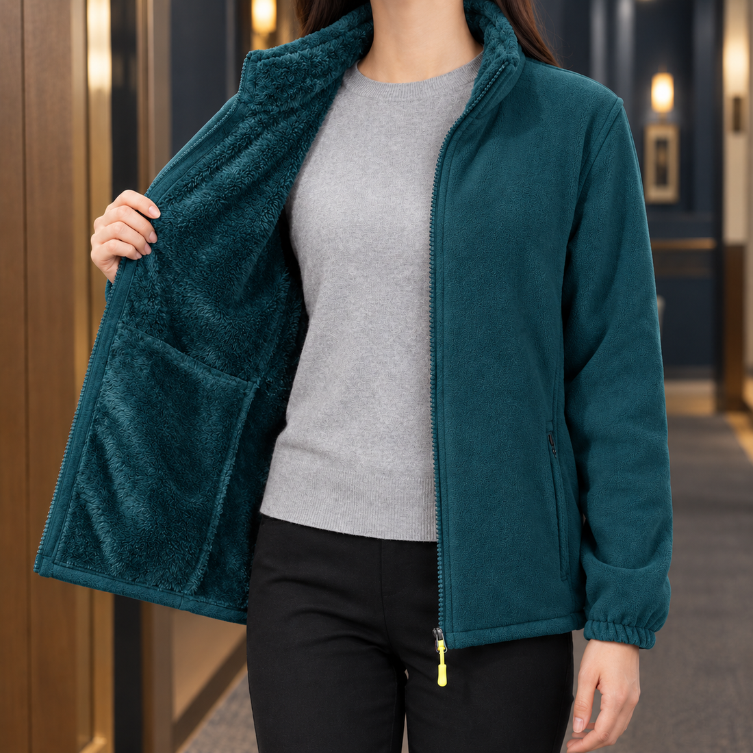 Annabelle Fleece Jacket - Hole Blue Coral For