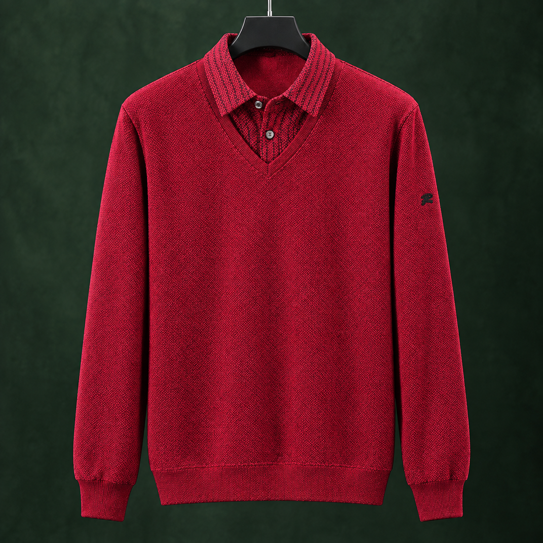 Desmond-Stone Layered Sweater - Bright Red