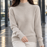 Isabelle Mock Neck Sweater - Light Beige