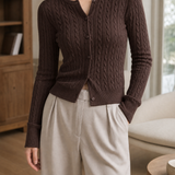 Mirabel-June Cable Cardigan - Brown