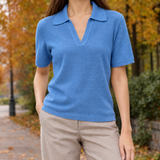 Thomasina-Louise Polo Sweater - Aqua Blue