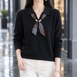Pelham Scarf Collar Sweater - Black