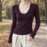 Celine-Marie Scoop Neck Sweater - Grape Purple