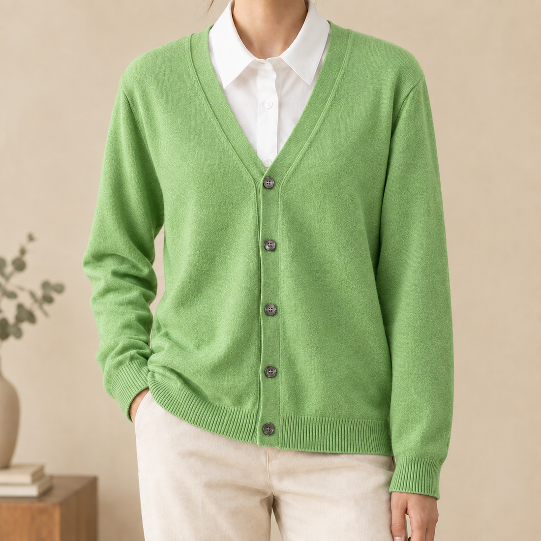 Dorian-Hayes V-Neck Cardigan - Fruit Green