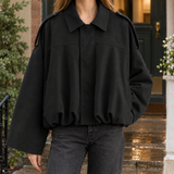 Katherine-Jane Suede Bomber Jacket - Black