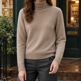 Maya-Sage Cashmere Turtleneck - Taupe