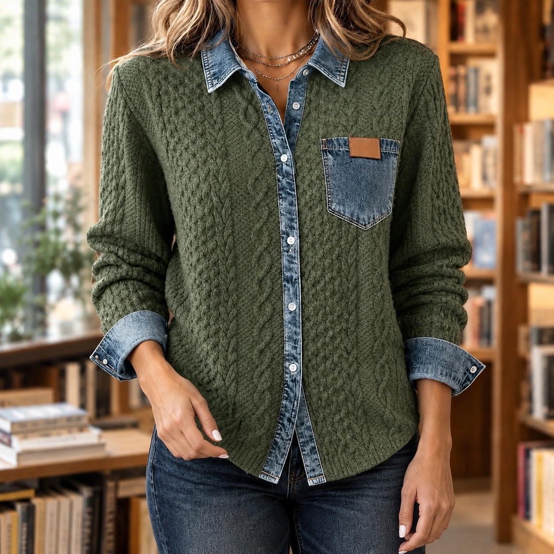 Brigitta Patchwork Jacket - Army Green