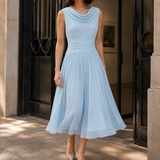 Mabel Cowl Neck Dress - Sky Blue