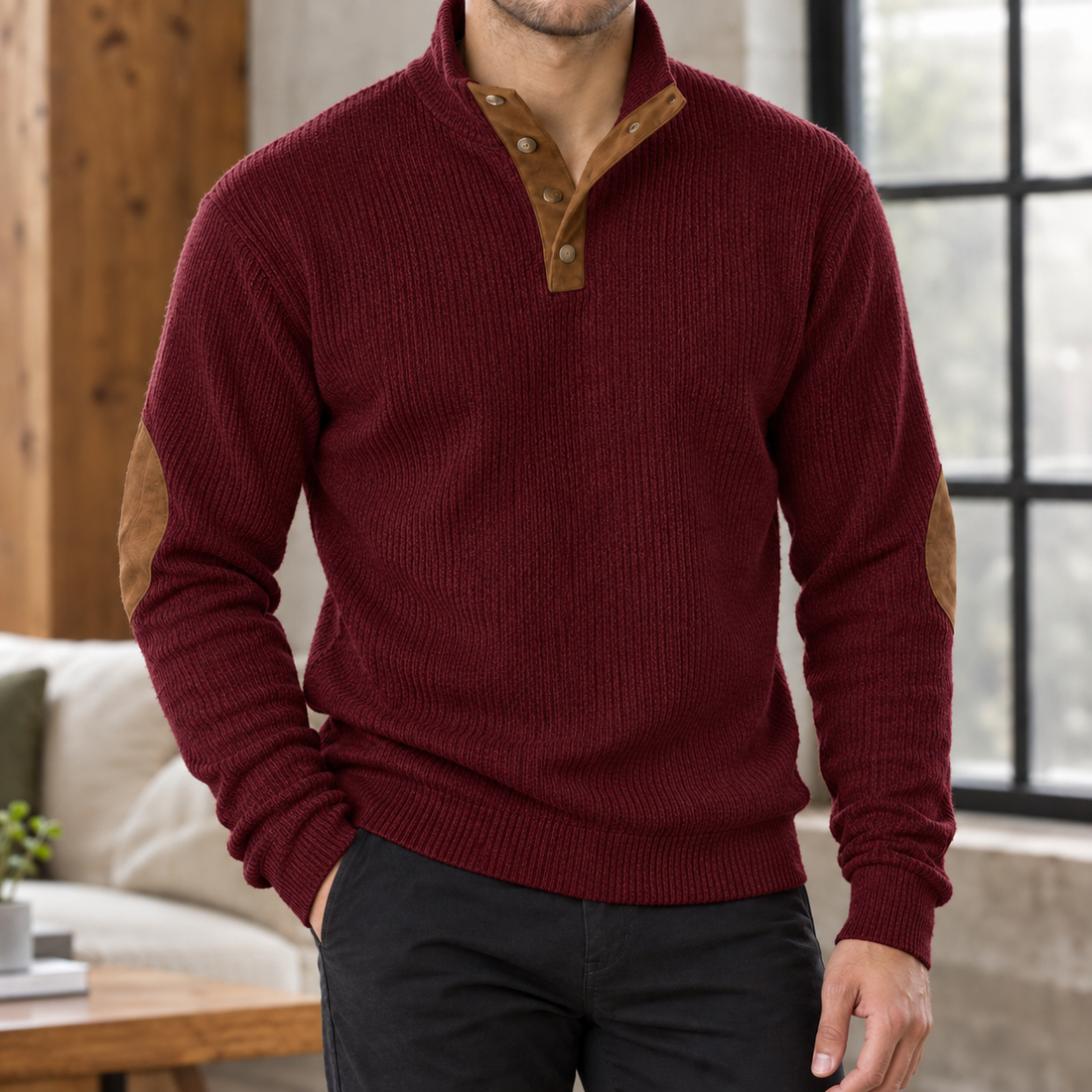 Elias-Ellis Ribbed Sweater - Wine Red