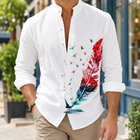 White Red Feather Print