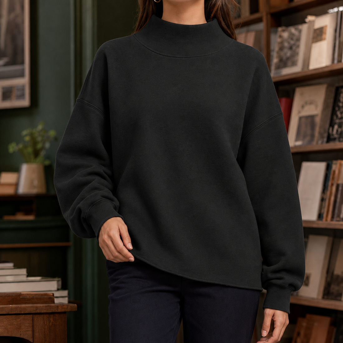 Wendy Mock Neck Sweater - Black