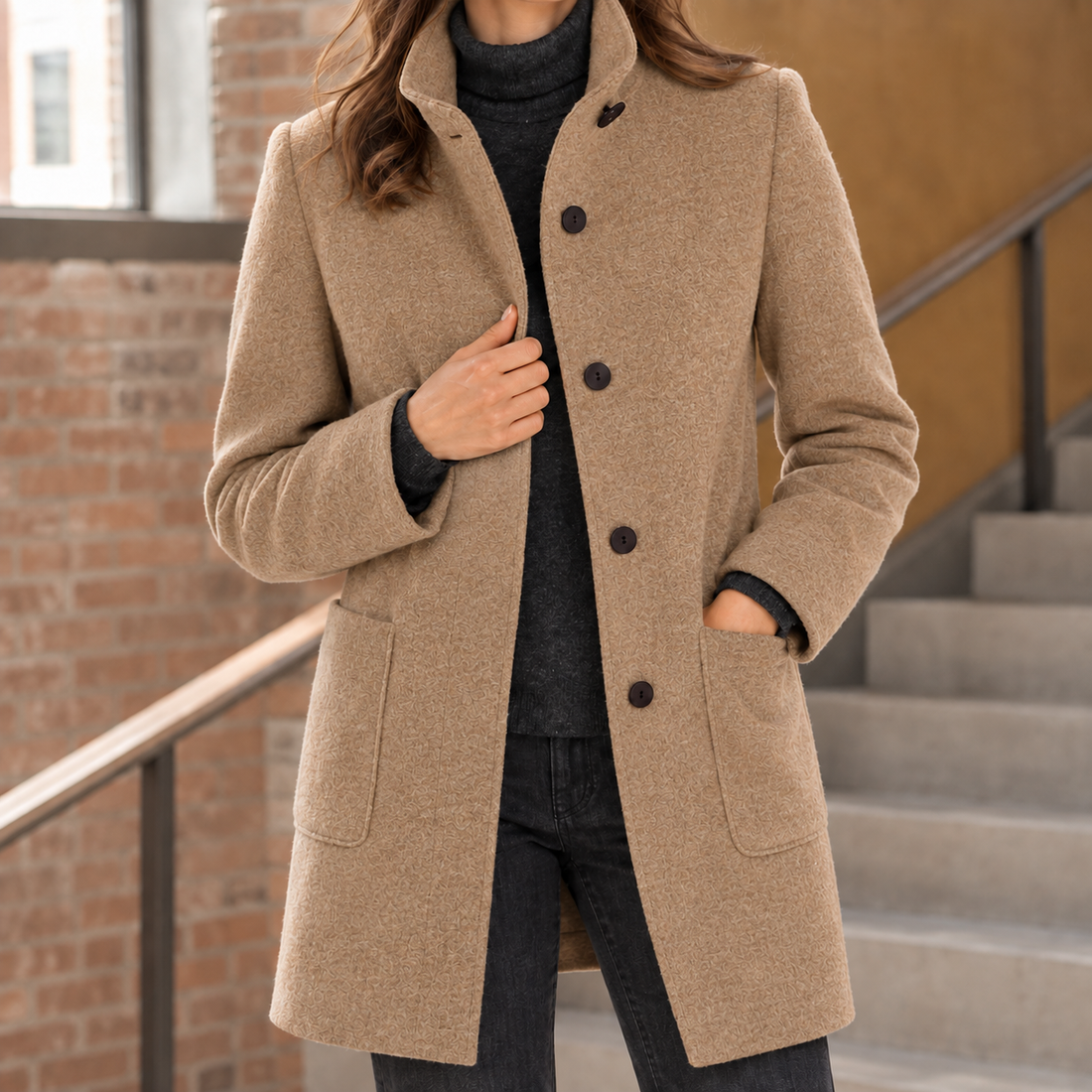Cora Stand Collar Coat - As Pictured