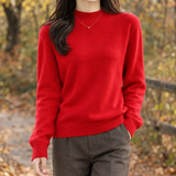 Rosalie-Pearl Mock Neck Sweater - Red
