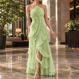 Erin Halter Ruffle Dress - Green
