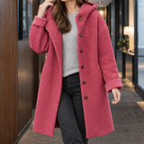 Valentine-Hope Hooded Overcoat - Rose Red