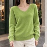 Imogen-Mae V Neck Wool Sweater - V-neck Fruit Green