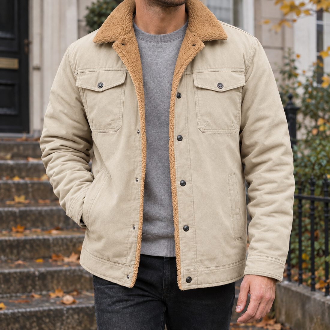 Amos-Ellis Plush-Lined Jacket - Light Khaki