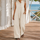 Eden-Sage Wide Leg Jumpsuit - Beige