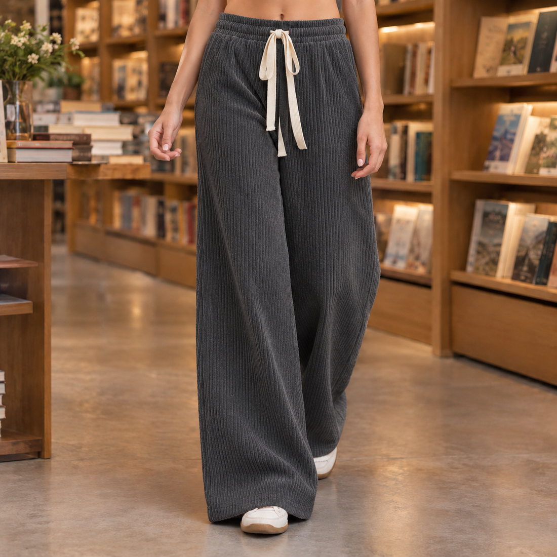 Joanna Wide Leg Pants - Gray