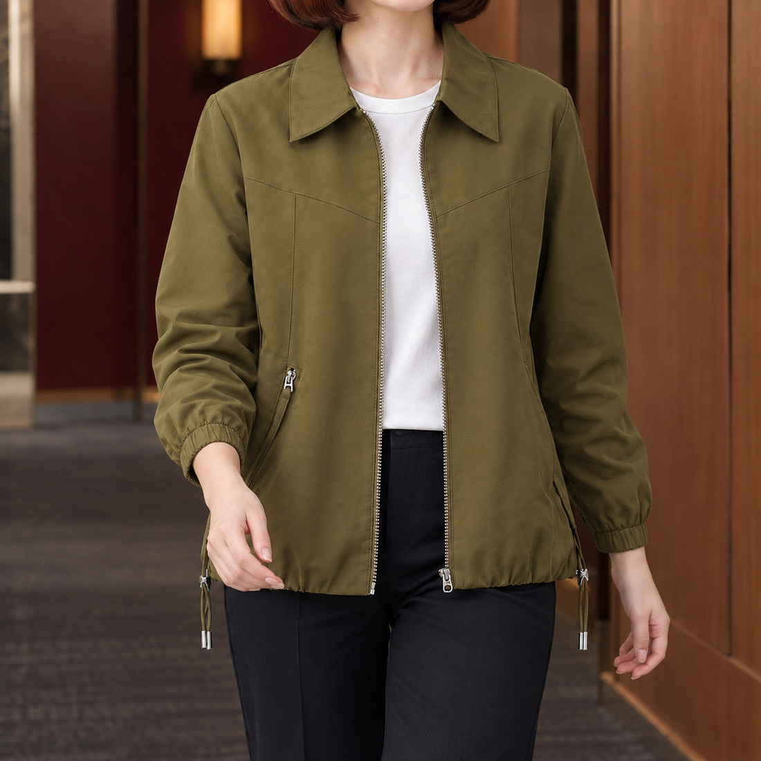 Henriette-Jane Zip Jacket - Army Green