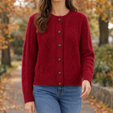 Xenia-Sage Wool Cardigan - Cherry Red