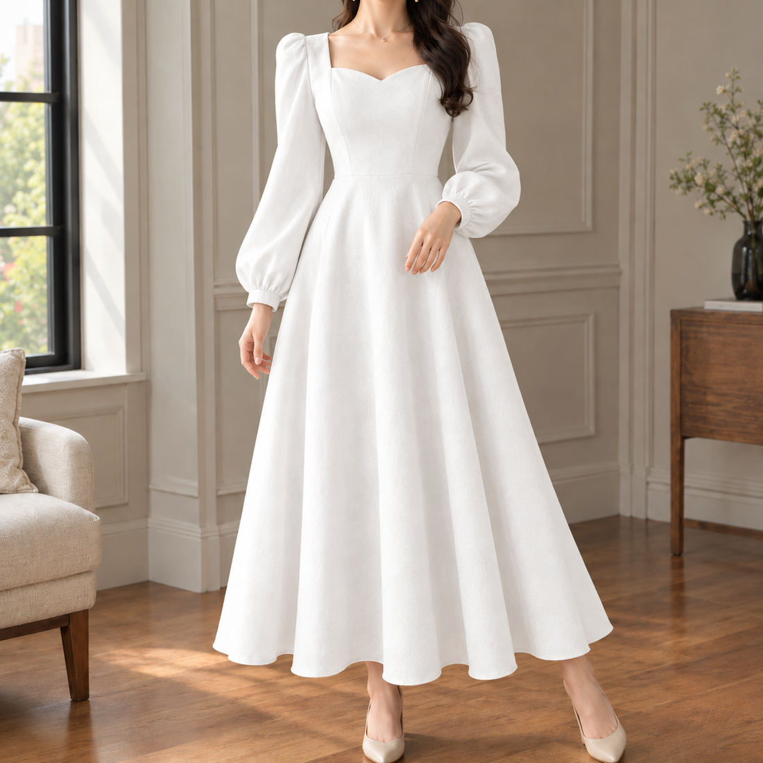 Millie A-Line Dress - White