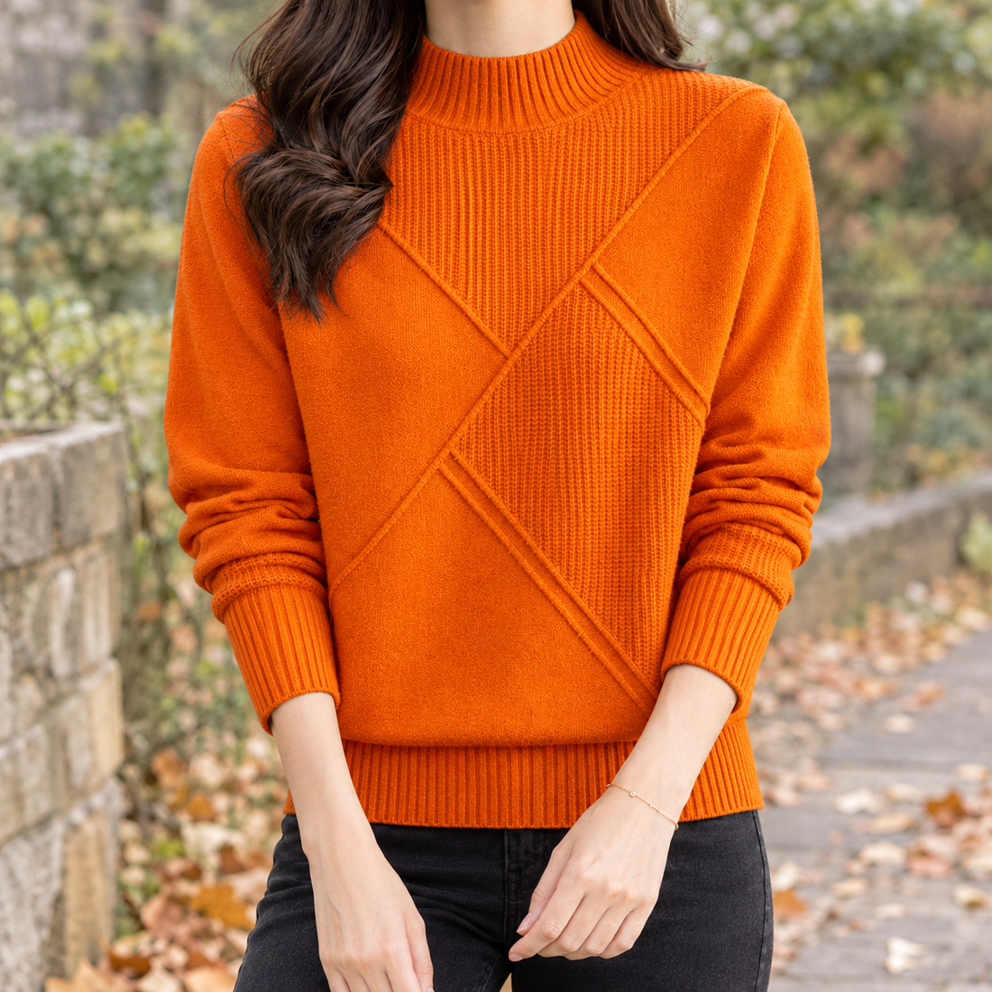 Paloma-Claire Mock Neck Sweater - Orange