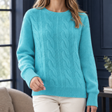 Arwen-Grace Cable Knit Sweater - Lake Blue