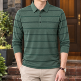 James-Jude Striped Polo - Military Green