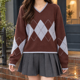 Alina-Elise Argyle Sweater - Coffee