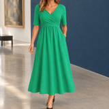 Demelza-Grace Wrap Midi Dress - Green