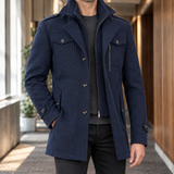 Benjamin Double Collar Coat - Navy Blue