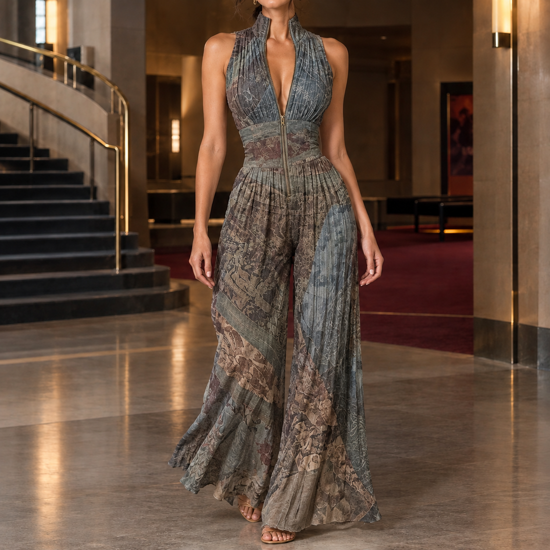 Nerissa-Hope Wide-Leg Jumpsuit - Gray