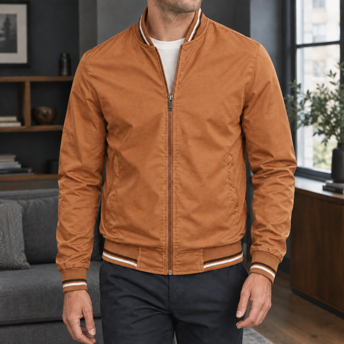 Armand-James Ribbed Jacket - Camel