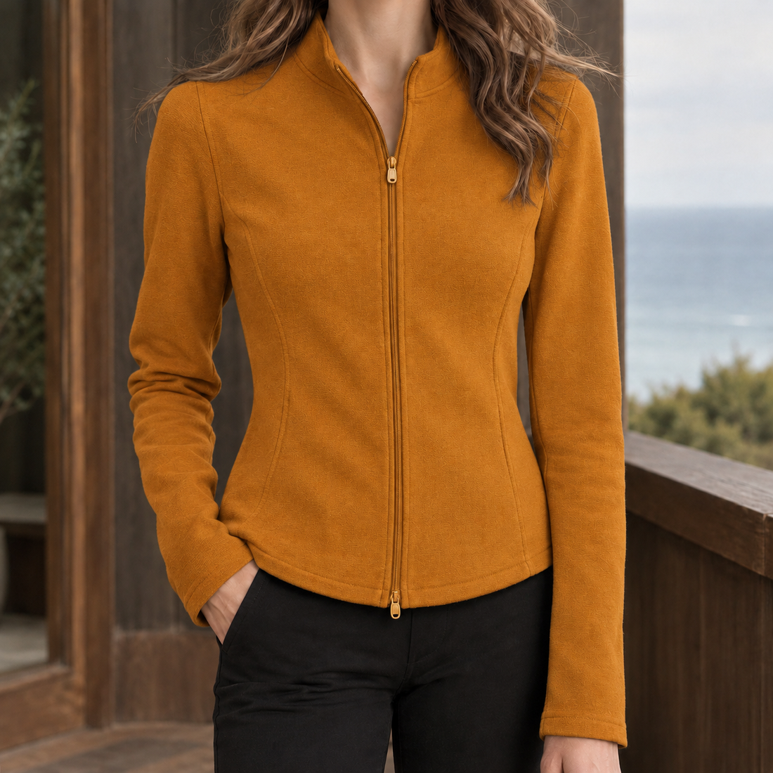 Juliet-Jane Stand Collar Top - Orange