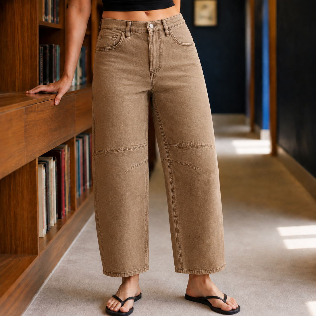 Evangeline-Rose Barrel Jeans - Camel