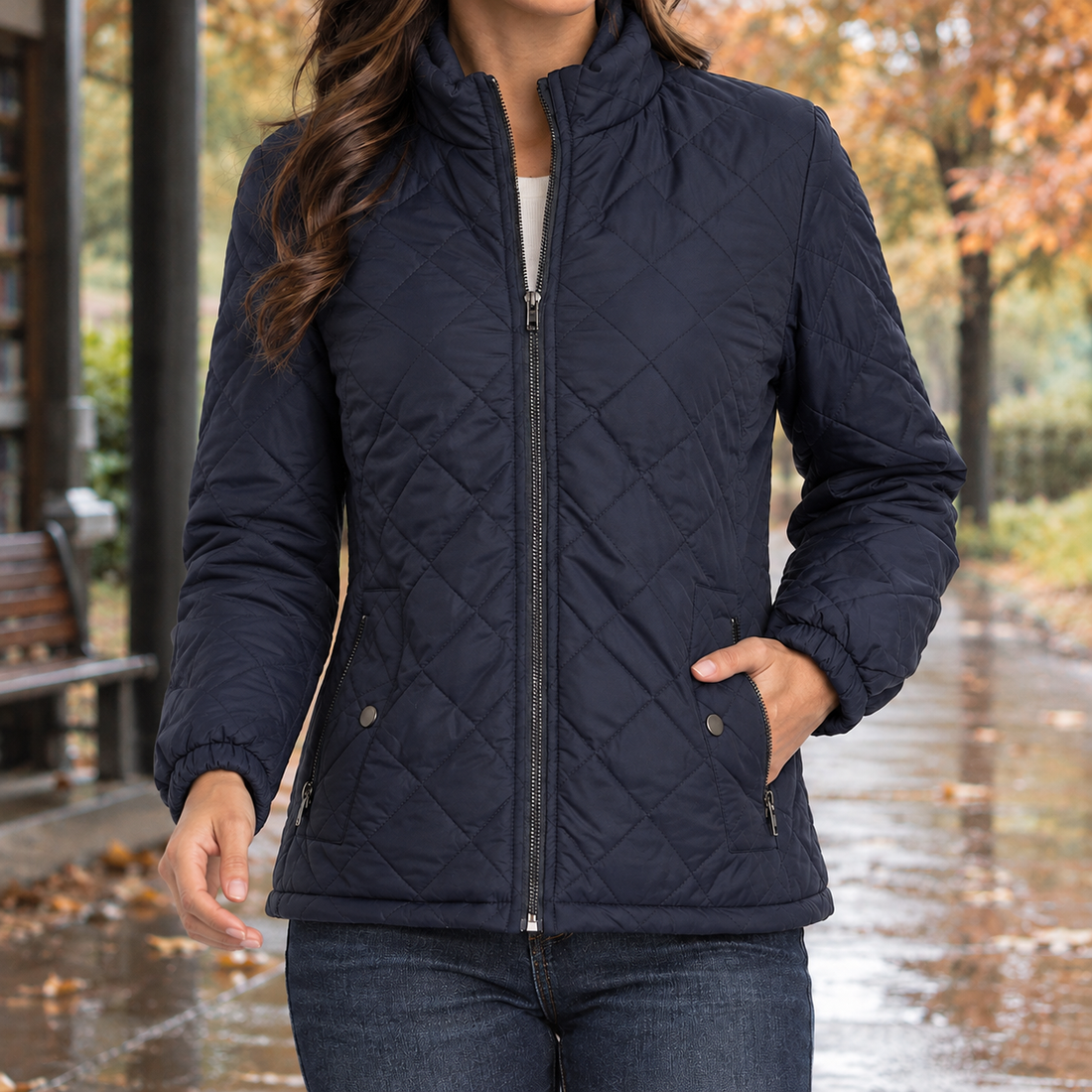 Solene-Marie Quilted Jacket - Navy