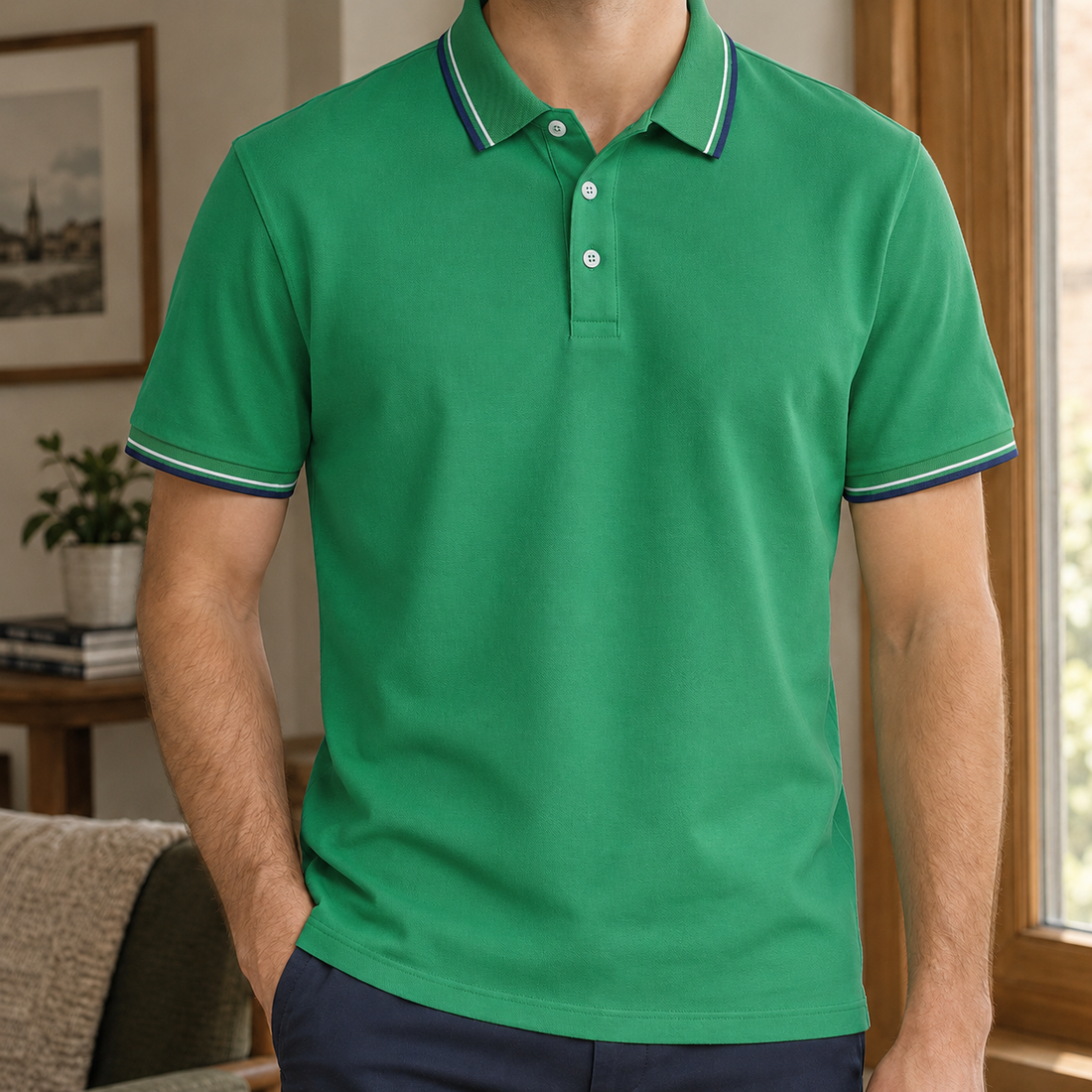 Cyprian Tipped Polo - Green