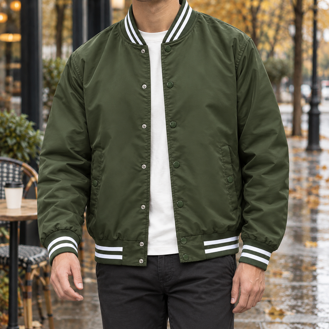 Cooper-Lane Varsity Jacket - Military Green