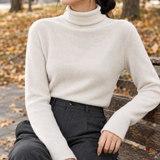 Ameline-Elise Wool Turtleneck Top - White