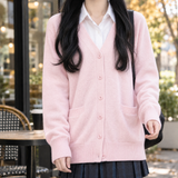 Ilaria-Lane V Neck Cardigan - Cherry Blossom Pink S